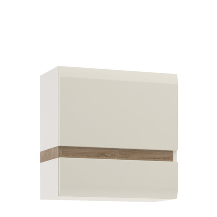 Axton Norwood Living 1 Door Wall Cupboard (front trim) In White With A Truffle Oak Trim