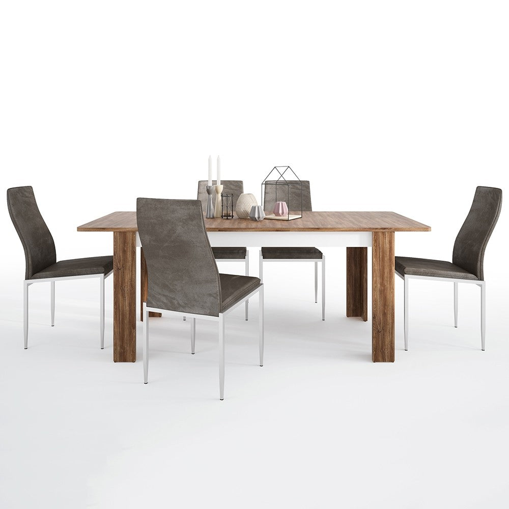 Axton Fordham Extending Dining Table + 4 Milan High Back Chair Dark Brown