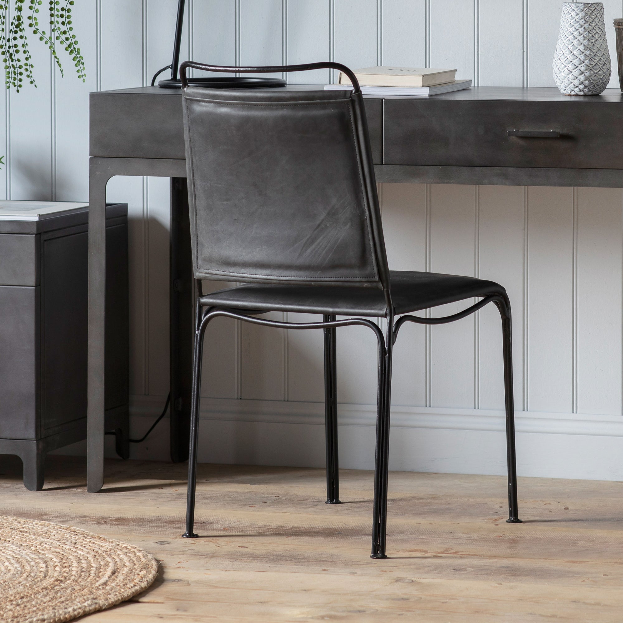Mayfield Linden Contemporary Dining Chair Black Leather (Pair)