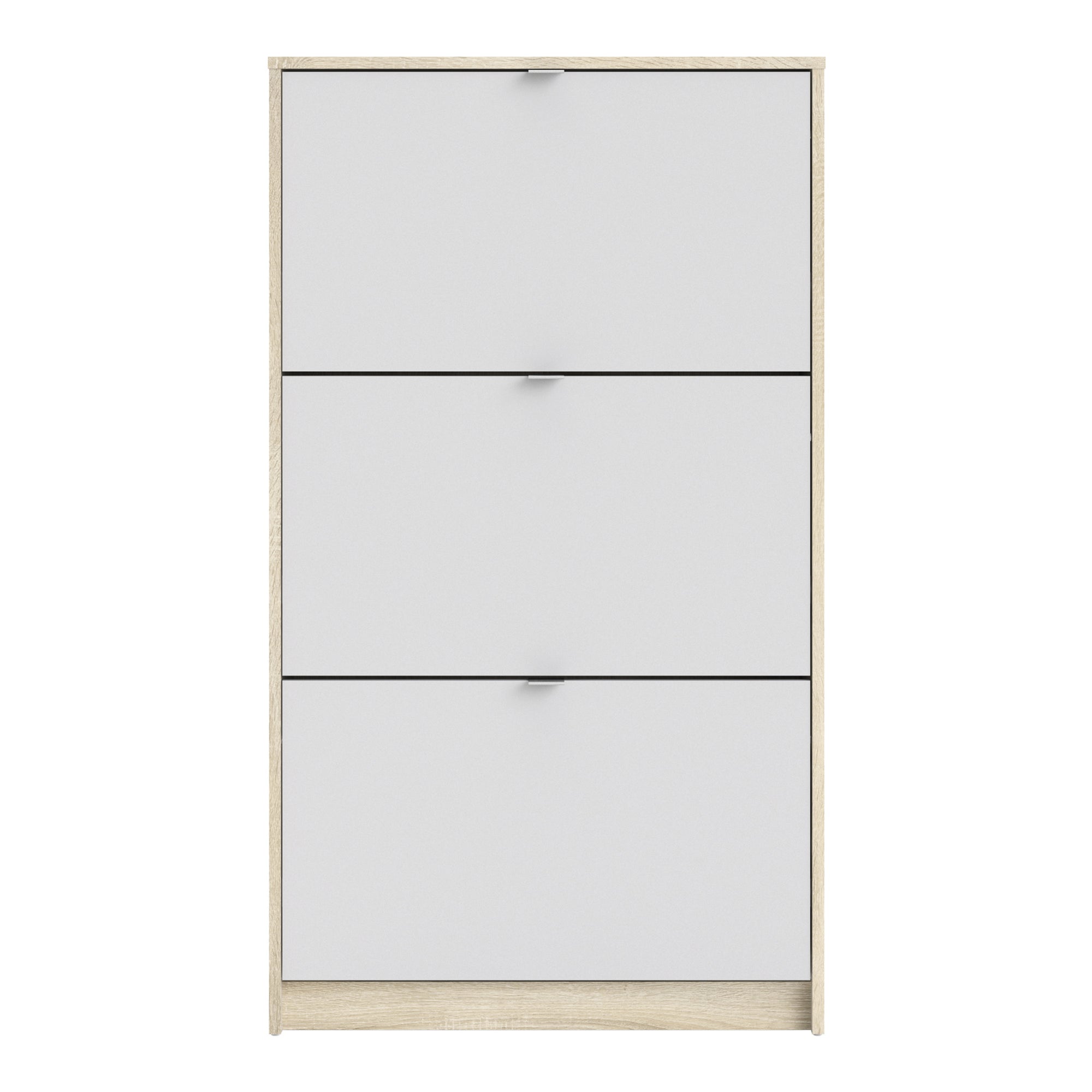 Axton Choctaw Shoe Cabinet With 3 Tilting Doors And 2 Layers In Oak Structure White