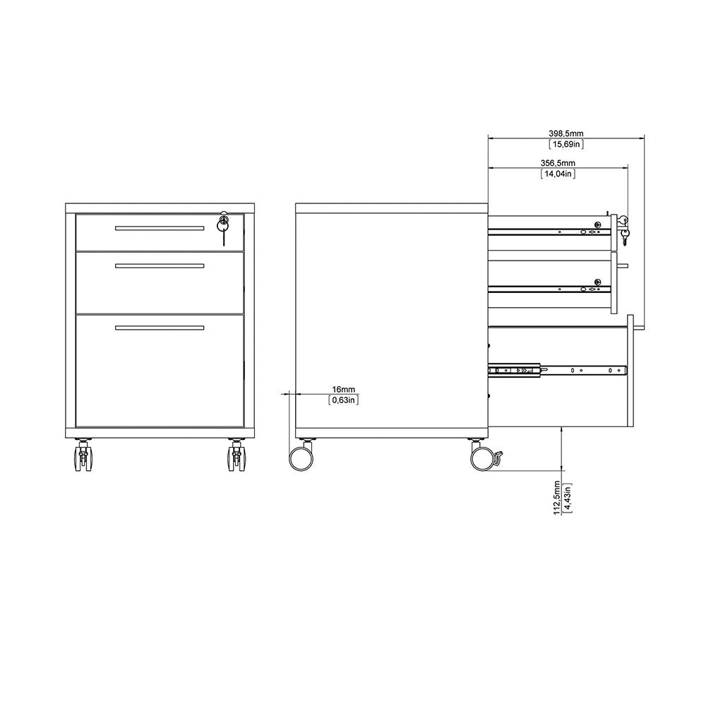 Axton Trinity Mobile file Cabinet In Black Woodgrain
