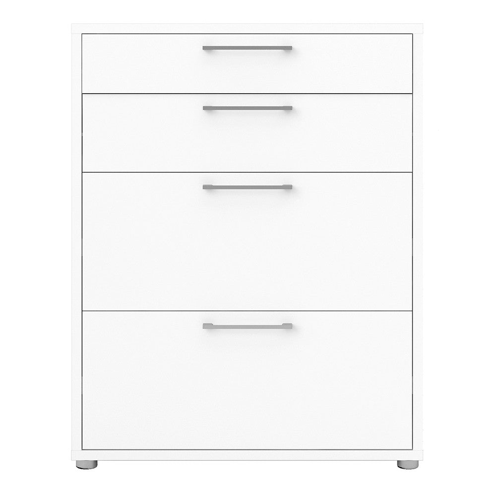 Axton Trinity Bookcase 2 Shelves with 2 Drawers + 2 File Drawers in White