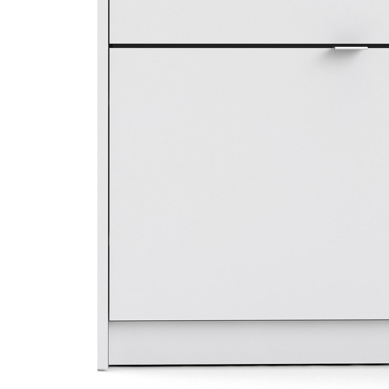 Axton Choctaw Shoe Cabinet With 3 Tilting Doors And 1 Layer In White