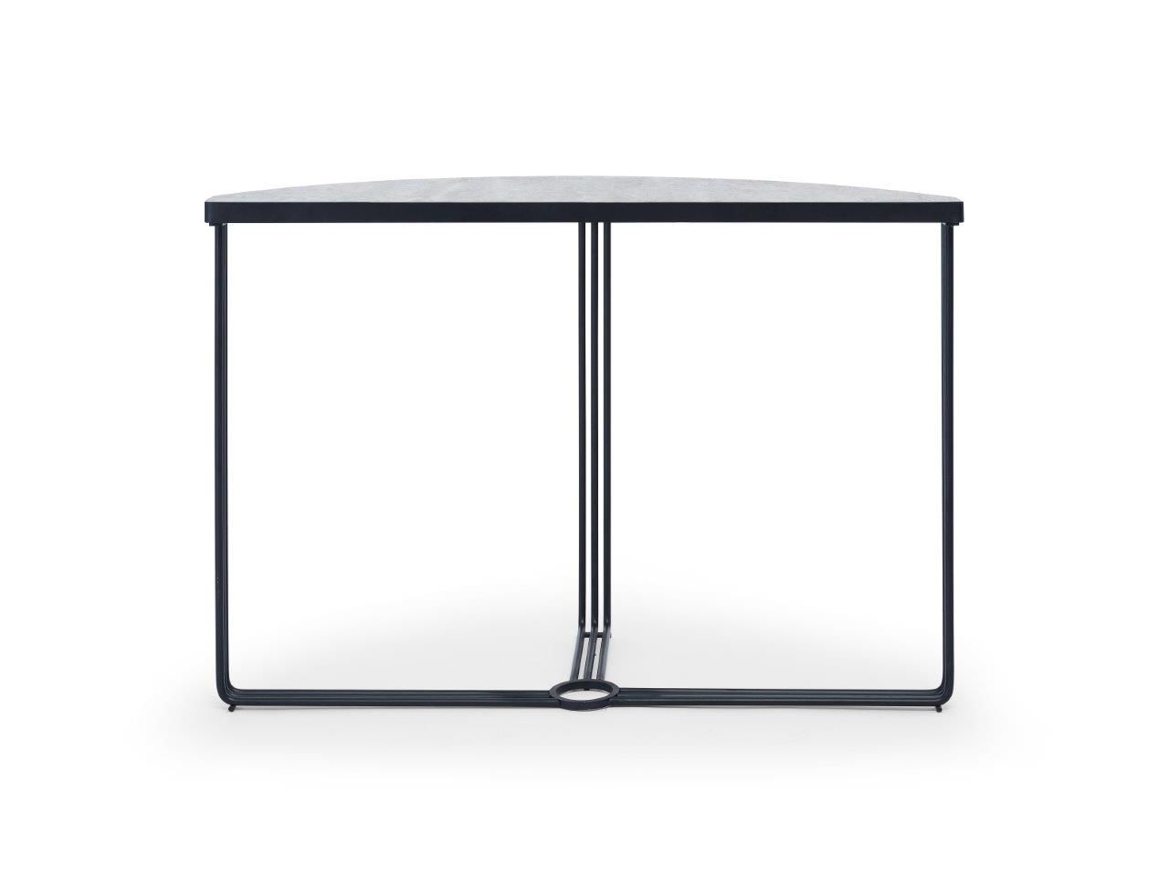 Gillmore Space Finn Demi Lune Console Table Pale Stone Top & Black Frame