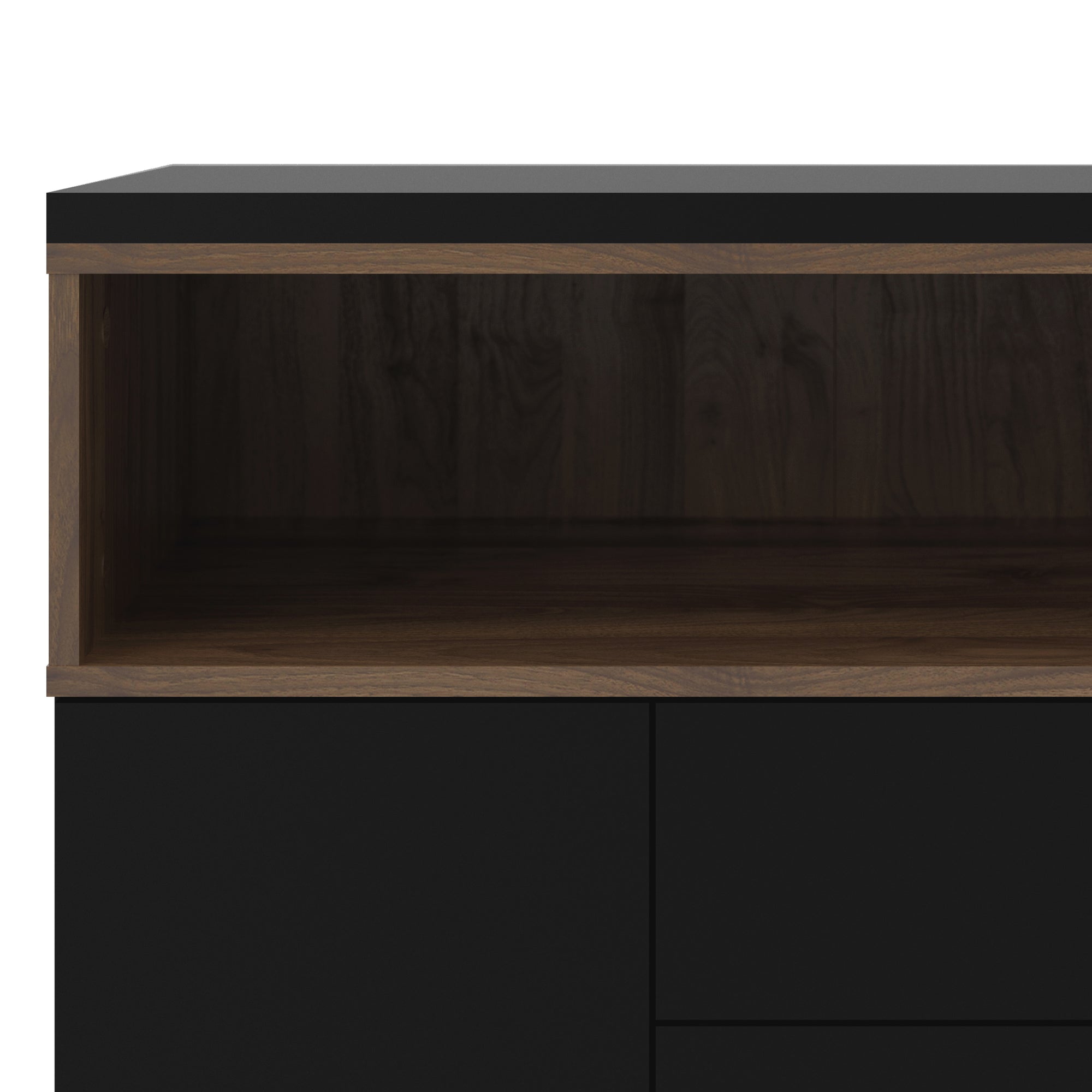 Axton Blauzes Sideboard 3 Drawers 3 Doors In Black and Walnut