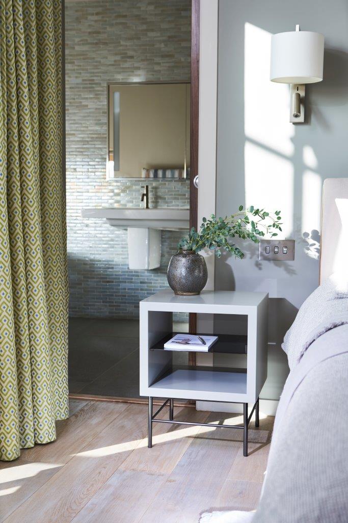 Gillmore Space Alberto Side Table White With Dark Chrome Accent