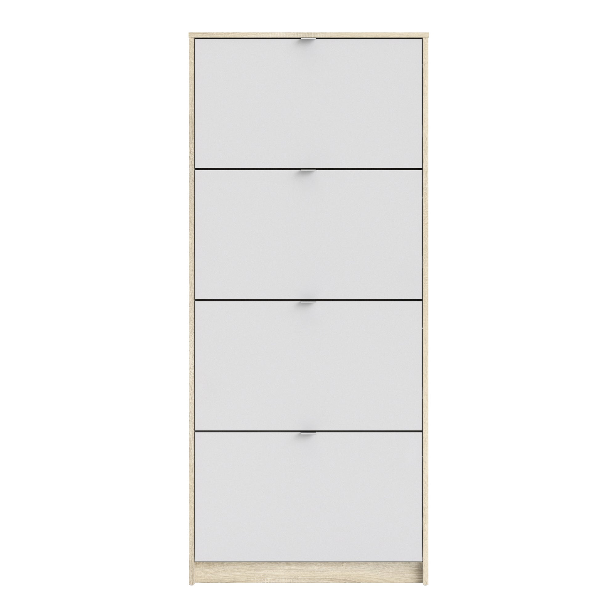 Axton Choctaw Shoe Cabinet  With 4 Tilting Doors And 2 Layers In Oak Structure White