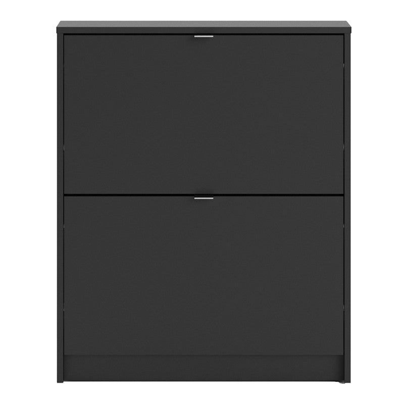 Axton Choctaw Shoe Cabinet With 2 Tilting Doors And 2 Layers In Matt Black