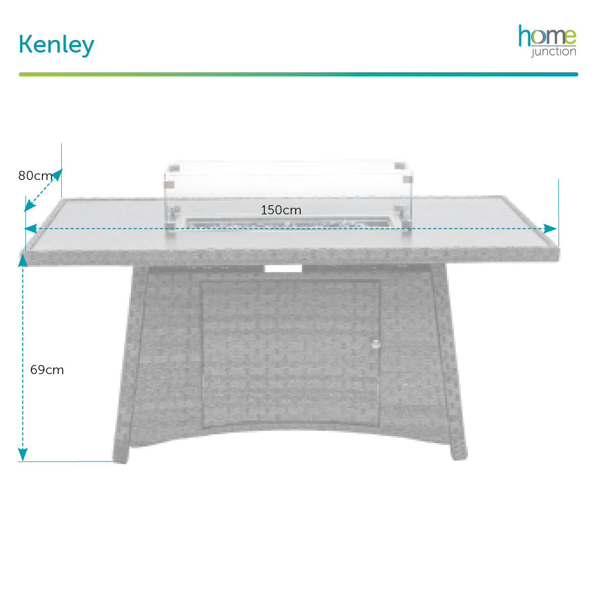 Home Junction Kenley Grey Corner Sofa LHF with Gas Firepit Dining Table, Bench and Stool