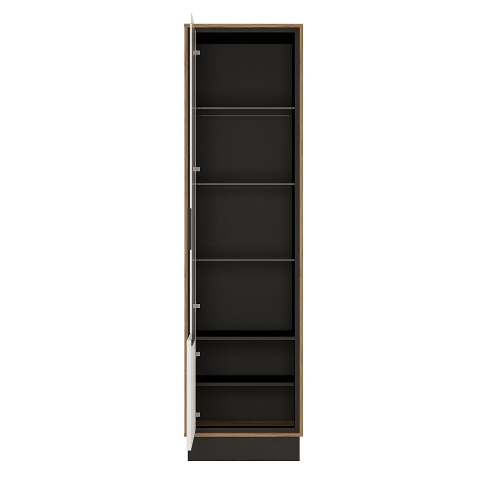 Axton Belmont Tall Glazed Display Cabinet (LH) With The Walnut And Dark Panel Finish
