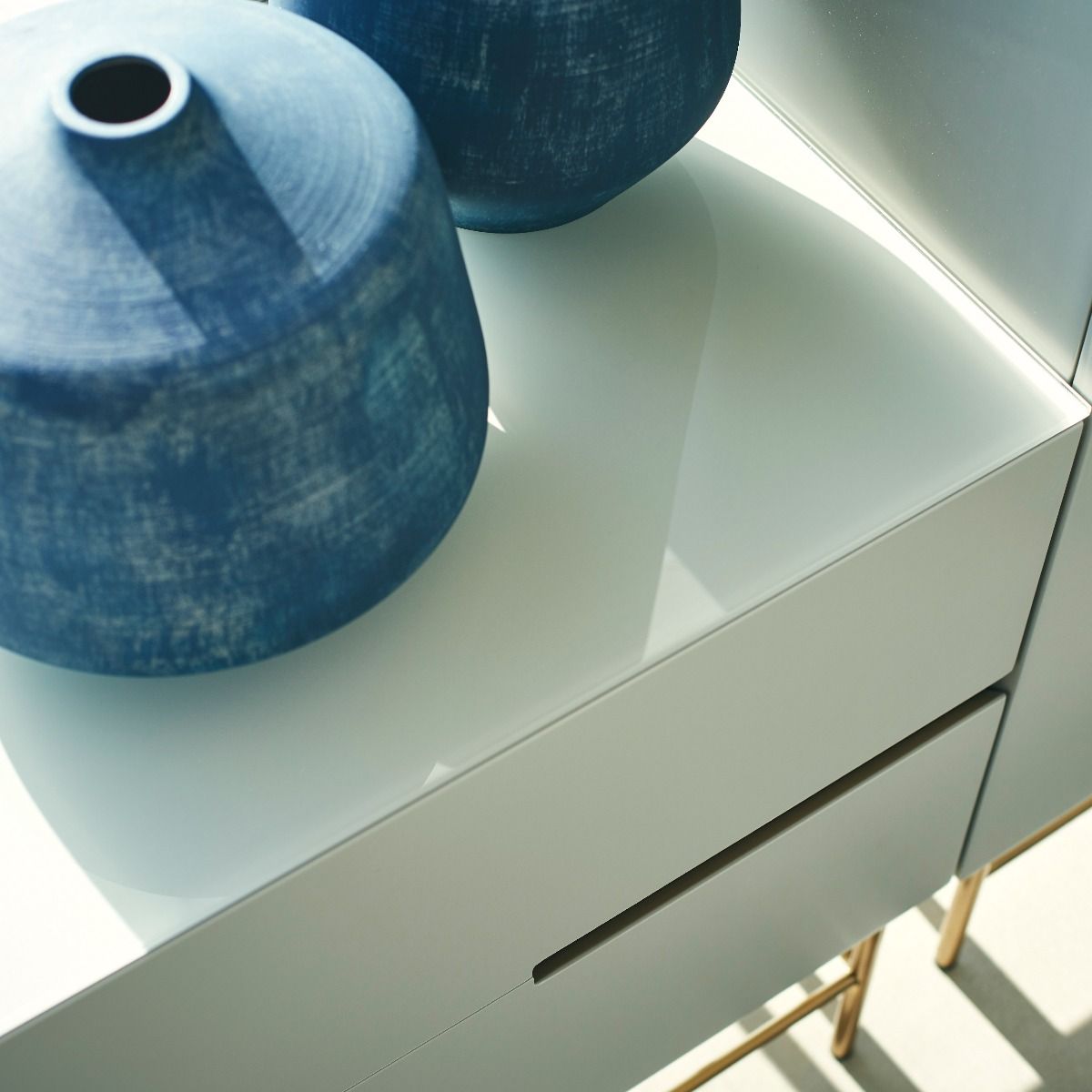 Gillmore Space Alberto Door & Drawer Combination Sideboard Grey With Dark Chrome Accent