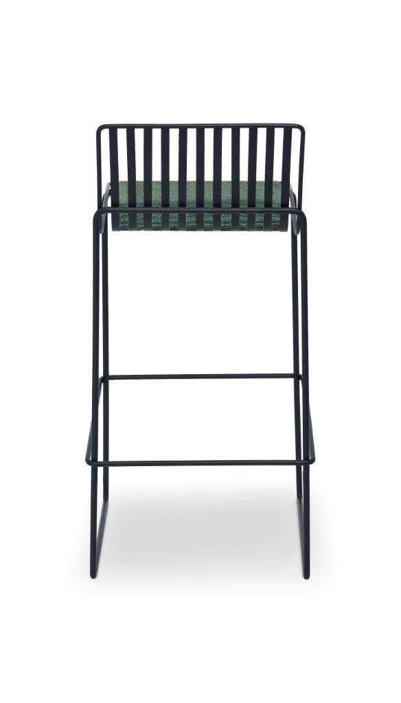 Gillmore Space Finn Bar Stool Conifer Green Upholstered & Black Frame