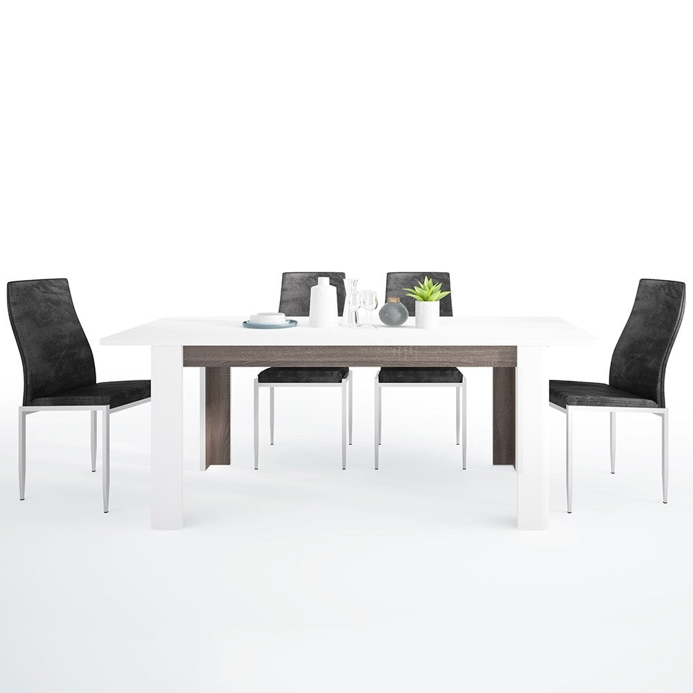 Axton Norwood Living Extending Dining Table +  6 Milan High Back Chair Black