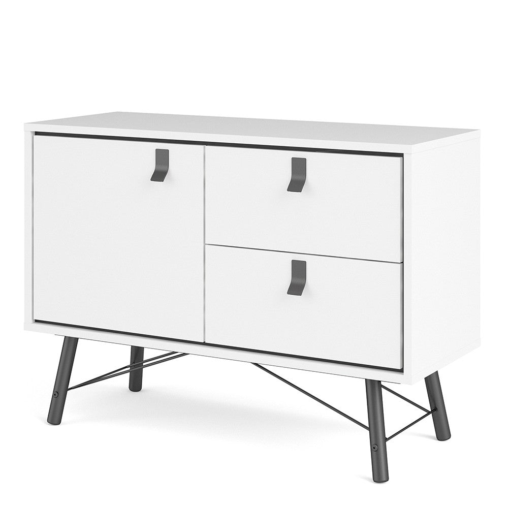 Axton Longwood Sideboard With 1 Door + 2 Drawers In Matt White